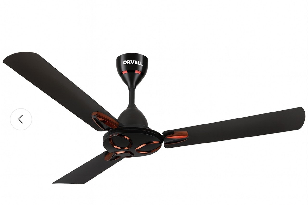 Orvell Premium Ceiling Fan – Stylish Black with Copper Accents